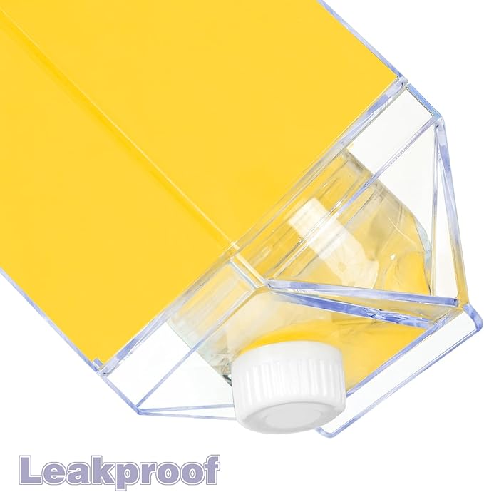 KALYLOC 4Pcs 34 Oz Milk Carton Water Bottle, Clear Plastic Square Milk Bottles, Portable Reusable Milk Box Juice Water Container for Travelling Sports Camping Outdoor Activities (Clean 4pcs)