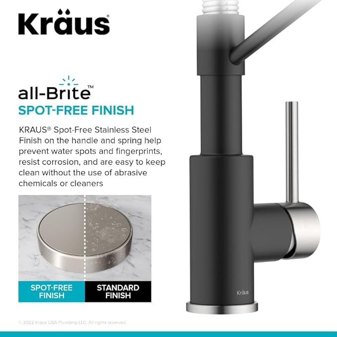 KRAUS Bolden 2-in-1 Commercial Style Pull-Down Single Handle Water Filter Kitchen Faucet for Reverse Osmosis or Water Filtration System in Spot-Free Stainless Steel/Matte Black, KFF-1610SFSMB
