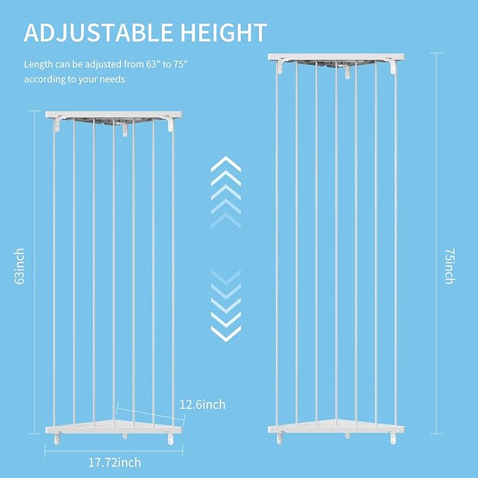 Stuffed Animal Storage Toy Organizer: Corner Stuff Animals Holder for Wall with LED Light - Kids Plush Toys Storage with Adjustable Length for Nursery Playroom Bedroom Kids Room(Gray)