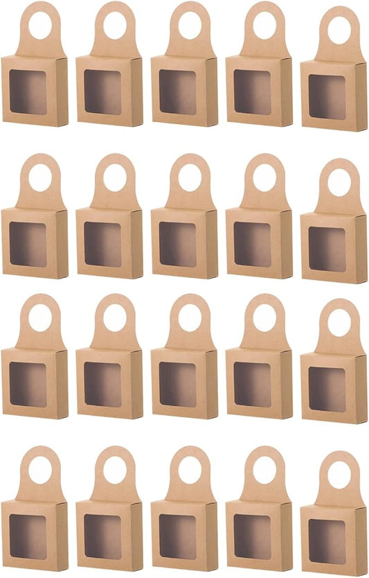 HomeSoGood 20Pcs Kraft Paper Wine Bottle Box with Window Hanging Foldable Gift Boxes for Gifts Candy Holds Wine Bottles Decoration