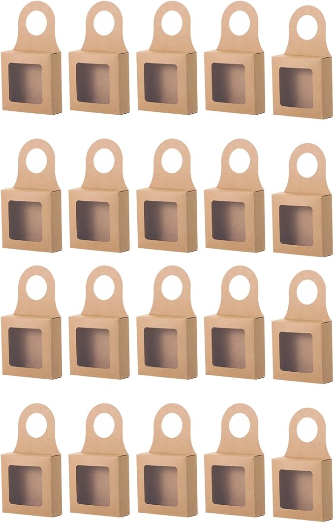 HomeSoGood 20Pcs Kraft Paper Wine Bottle Box with Window Hanging Foldable Gift Boxes for Gifts Candy Holds Wine Bottles Decoration