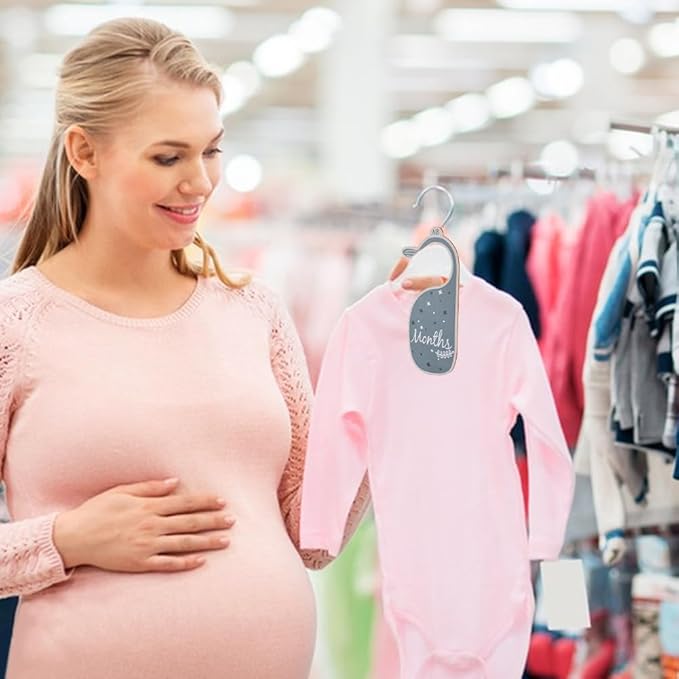 CRASPIRE 8Pcs Wooden Baby Wardrobe Dividers Whale Nursery Decor from Newborn to 24 Month Hanger Seperaters Baby Closet Organizers Nursery Infant Wardrobe Hangers Divider for Newborn Shower