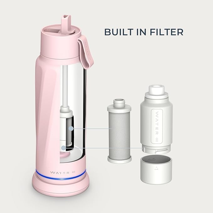 PureSip Vita Smart Water Bottle: BPA-Free Insulated Stainless Steel Bottle, Bluetooth Intake Smart Tracker & Reminder to Drink with Filter & Straw, Ideal Gift for Dad (18 oz)
