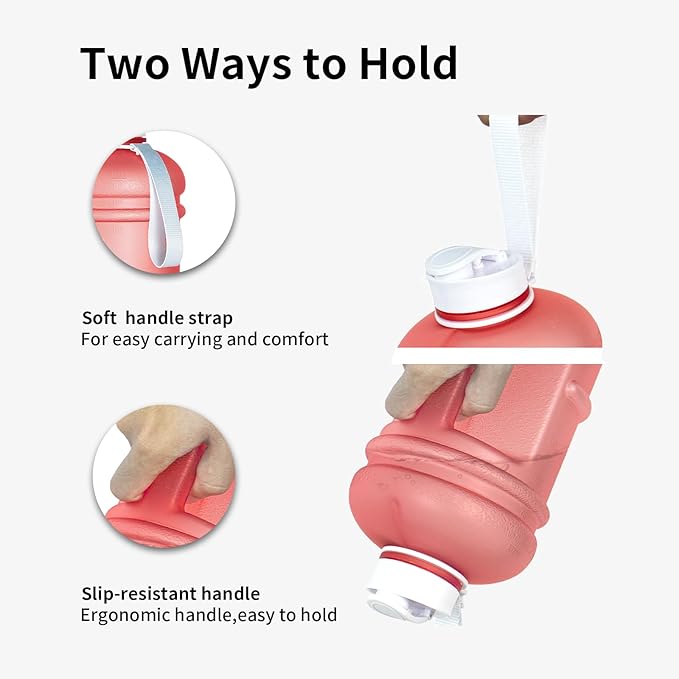 TOOFEEL 2 Liter Water Bottles - Half Gallon Water Bottle BPA Free - Ideal for Gym, Big Water Jug, Reusable Sports Bottle with Measurements Marked Drink Container - Matte Light Pink