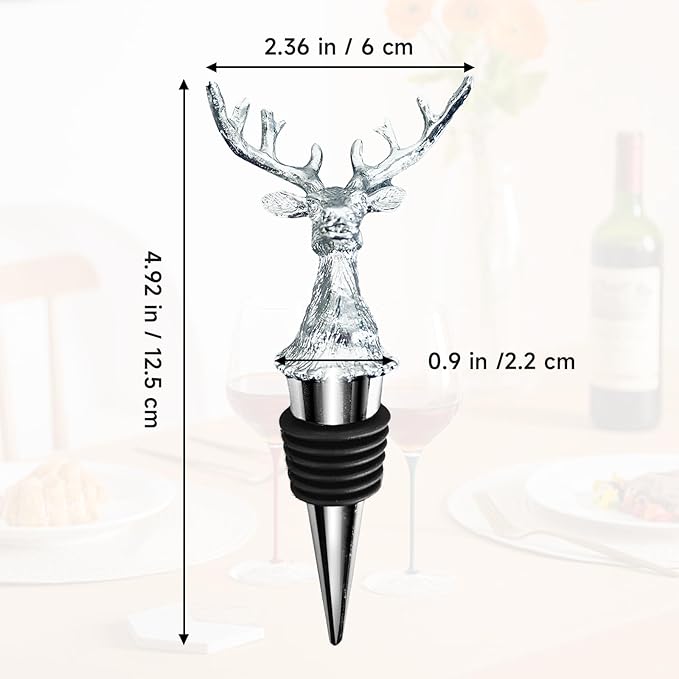Deer Head Wine Stopper - Unique Rustic Decor Bar Accessory for Wine Preservation, Ideal Wine Lover Gift