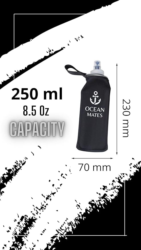 Running Water Bottle Handheld - 8.5 oz (250 ml) - Soft Flask Water Bottle for Running, Hiking, and Outdoor Activities - Folding Flask Water Bottle for Hydration Vests and Running Packs.