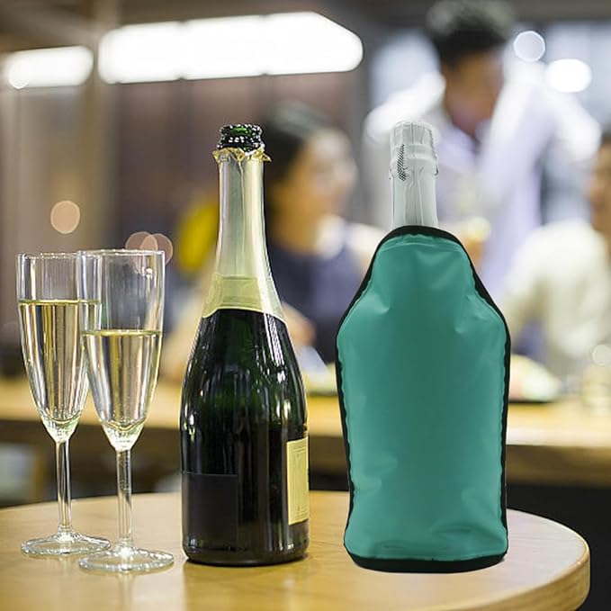 Wine Bottle Cooler, Wine Chiller Bottle Sleeve, Gel Wine Bottle Chill Cooler Ice Pack Sleeve- Freezer Sleeve- Vodka- Tequila Chiller- Cooler- Carrier, 1 Pack (Green A)