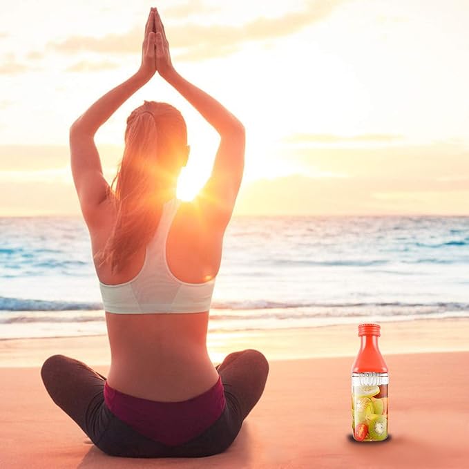 evron 21oz Fruit Infuser Water Bottle,Infusion Water Pitcher Bottle,Detachable Large Opening for Easy Fruit Adding & Cleaning Designed (21 oz Orange)