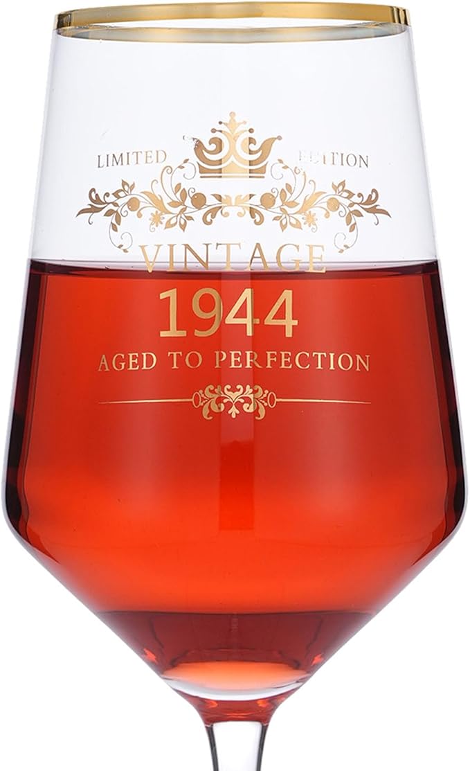 MOMRNTAIL Vintage 1944 80TH Birthday Goblet Gifts, 16OZ Goblet Wine Glass, 80 Year Old Birthday Decorations For Women men, Funny 80 Bday Gifts Idea For Friends, Sister,Dad, Mom - Turning 80 Present