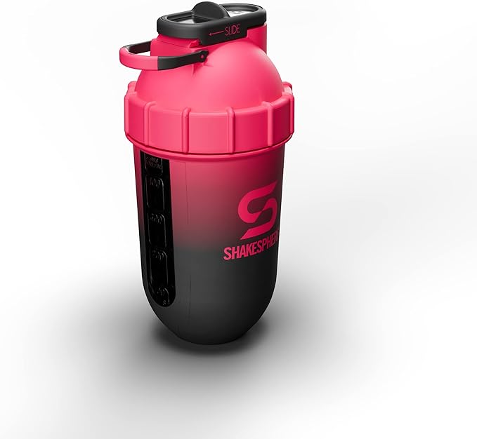SHAKESPHERE Tumbler Cooler Shaker - Protein Shaker Bottle and Smoothie Cup, 24 oz - Bladeless Blender Cup Purees Raw Fruit with No Blending Ball – Powder Mixer for Pre Workout Gym (Ombre Pink)