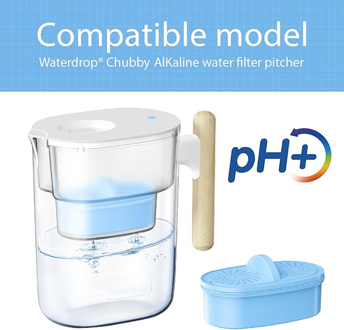 Waterdrop WD-PF-AL Replacement Alkaline Filters for All Waterdrop Pitcher and Dispenser Filtration System, Improved Coffee Taste, Last Up to 100 Gallons (Pack of 3)