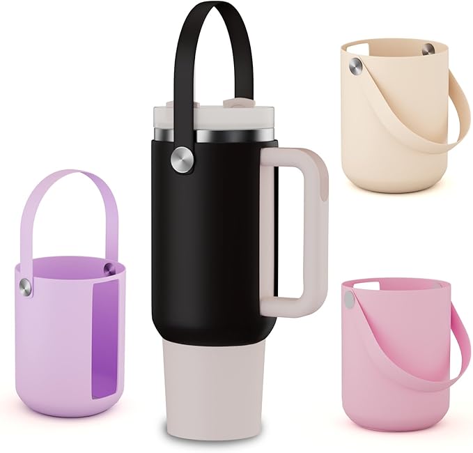 Silicone Handle Bag for Stanley 40 oz Tumbler with Handle, Holder for Stanley Tumbler Easy to Go Out - Black
