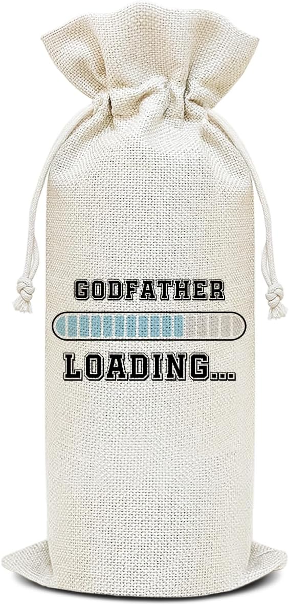 Wine Canvas Bag, Godfather Gifts Wine Gift Bag, Godfather Proposal Gifts for Men Brother Uncle Wine Bags for Wine Bottles, Wine Champagne Gifts With Drawstring Baptism Party Decoration -WB06