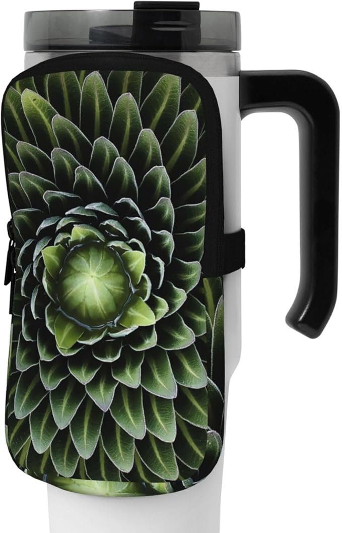 Water Bottle Pouch for Stanley Cup 40oz 30oz,Personalized Gym Purse for Men Women, Tumbler Pouch with Versatile Pocket Water Bottle Bag for Cards, Keys, Phone Botanical Leaf