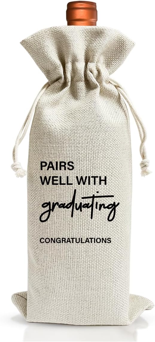 Graduation Gift Wine Champagne Bag, End Of Year Student Gifts Bag For College Student Best Friend Him Her Son Daughter Sister Man Women Niece Cousins, Farewell Present Bag For Wine Bottle