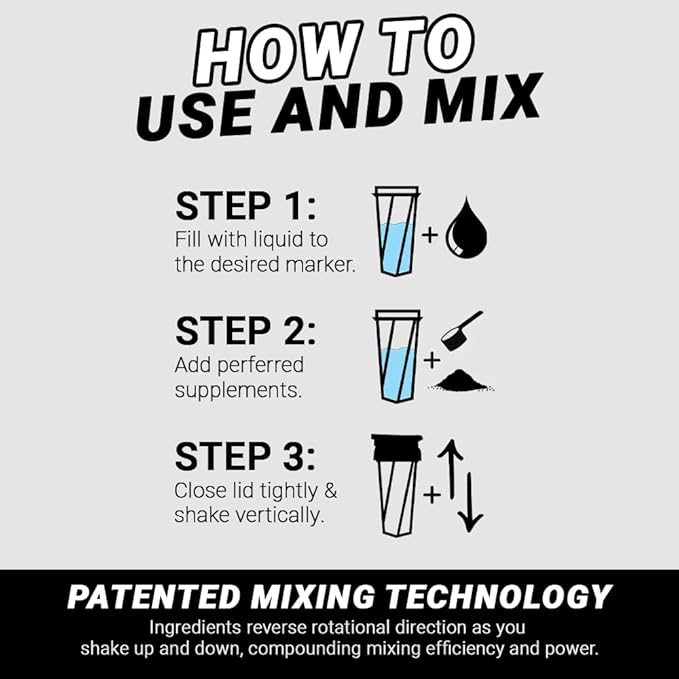 HELIMIX 1.5 Vortex Blender Shaker Bottle Holds Upto 20oz | No Blending Ball or Whisk | USA Made | Portable Pre Workout Whey Protein Drink Shaker Cup | Mixes Cocktails Smoothies Shakes | Top Rack Safe