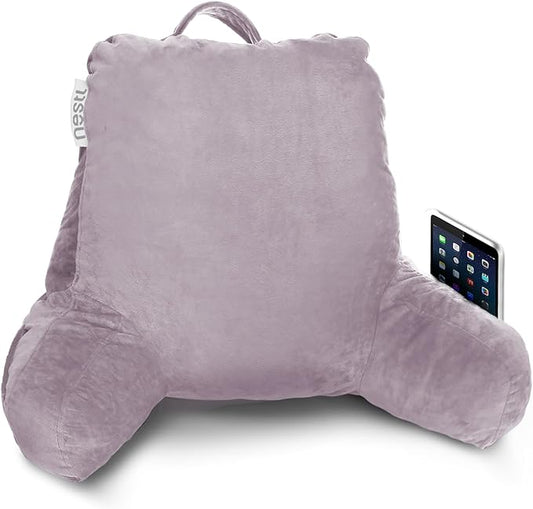 Nestl Reading Pillow Standard Bed Pillow, Back Pillow for Sitting in Bed Shredded Memory Foam Chair Pillow, Reading & Bed Rest Pillows Dusty Purple Back Pillow for Bed Chair Arm Pillow with Pockets