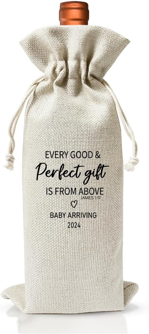 Baby Announcement Wine Gift Bag for New Grandpa Grandma Uncle Aunt 2024, Religious Pregnancy Announcement 2024, New Dad Mom Gift 2024, Gender Neutral Baby Announcement, Baby Shower or Party Decor