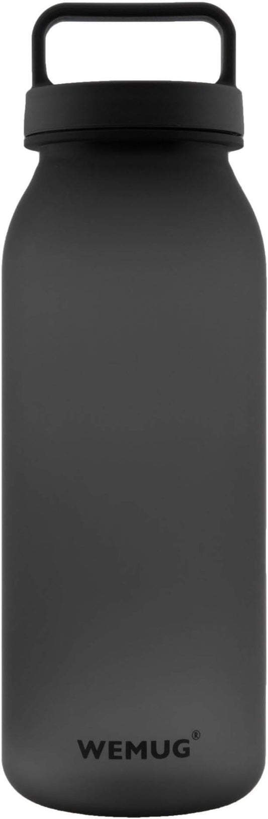 WEMUG Waterbottle 21 oz Easy Carry Handle, Modern Simple Design, BPA-Free, Leak Proof, Durable Plastic, Ultra Light, Handled (black)