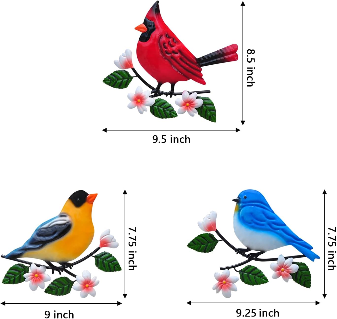 Metal Bird Wall Art 3D Outdoor Sculpture - Suitable for Gardens, Fence, Patio, Living Room, Bedroom, Yard