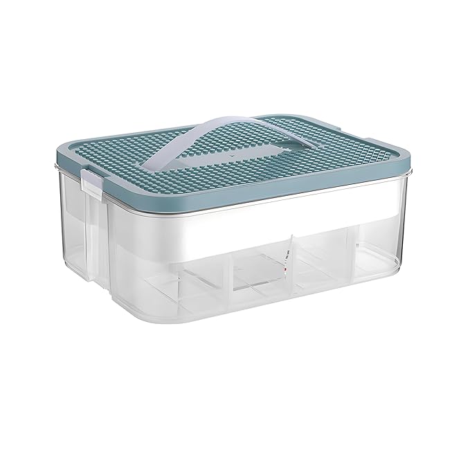 Plastic Storage Organizer for Lego, Stackable Toy Containers with Lids and Handle, Clear Toy Storage Box Chest with Removable Tray for Kids Nursery, Closet, Playroom- Toy Blocks Not Included (1 Tier)