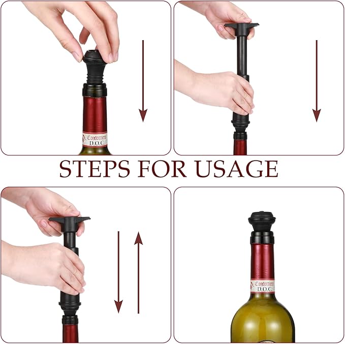 Honoson Wine Stopper Resealable Wine Pump Vacuum Stoppers Vacuum Wine Stopper Silicone Wine Saver Stoppers Practical Wine Saver Stoppers for Kitchen Supplies Wine Bottle Tools (Black, 36 Pieces)