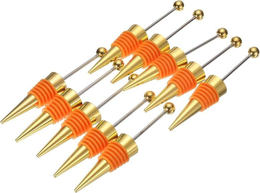 uxcell 10 Pcs Bead Wine Bottle Corks, Wine Stopper Cork, Wine Stopper, Reusable Wine Bottle Corks Sealing Plug Bottle for Beverage Holiday Party Bar,Gold/Orange
