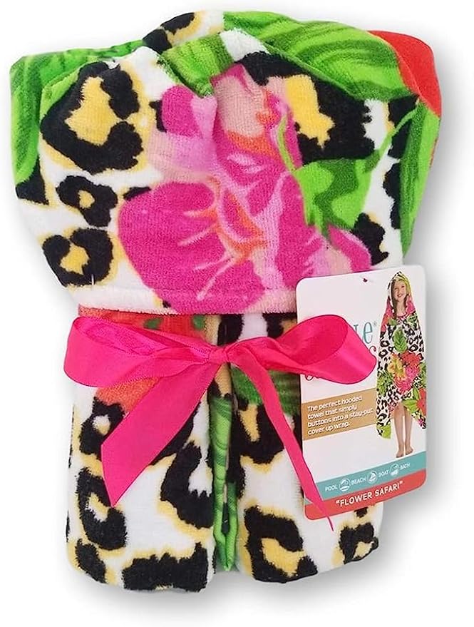 Kids Hooded Beach Towel Swimsuit Cover-up Wrap with Buttons (Blue Camo, One Size)