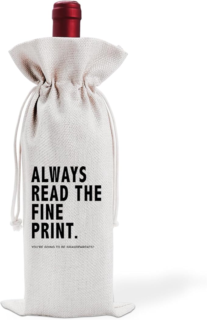 Pregnancy Announcement Grandparents Gifts Wine Bag, Pairs Well With Becoming Grandparents, Gift For New Grandpa Grandma, Baby Announcement, Baby Shower, Drawstring Wine Bag, Party Decorations-25