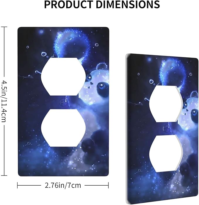 Cute Baby Panda Light Switch Cover Wall Plate Decorative 1 Gang Single Duplex Outlet Covers Blue for Farmhouses Bathrooms Duplex Electrical Receptacle Covers 2.76 x 4.5 in