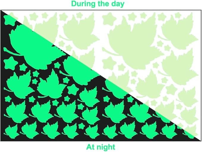 Glow in The Dark Leaf Wall Stickers for Home,60pcs PET Exquisite Carved Plant Wall Stickers for Bedrooms, Leaf Stickers Wall Decals for Boys and Girls Room, Cute Plant Decals Stickers Walls (Leaf 3)