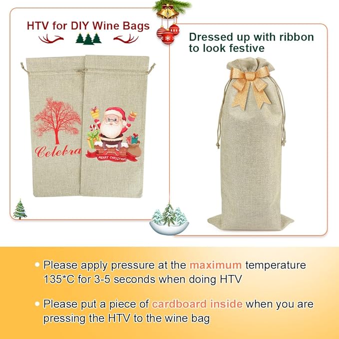 Shintop 10pcs Jute Wine Bags 1.5L, 16 x 6.7 inches Hessian Wine Bottle Gift Bags with Drawstring (Brown)