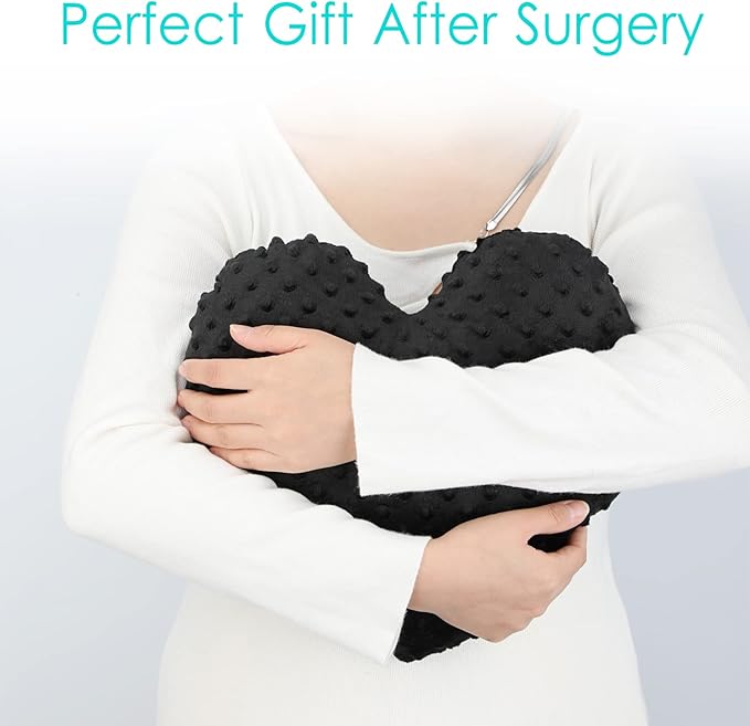 Heart Surgery Pillow for Open Heart Surgery After Bypass Coughing with Pocket Comfort Cushion Recovery Gifts Women Men Patients Minky Dot Black