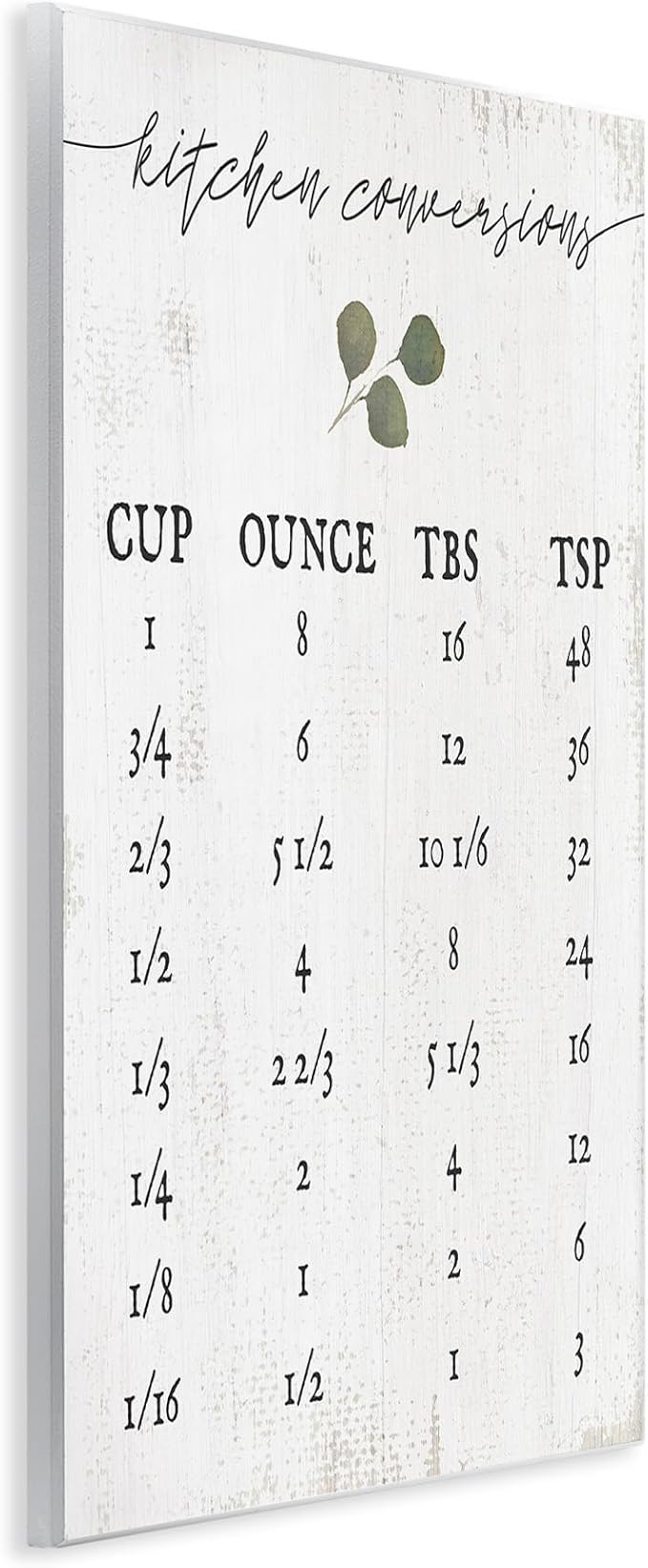 Stupell Industries Kitchen Conversion Chart Neutral Grey Word, Design by Artist Daphne Polselli Wall Art, 13x19, Wood Plaque