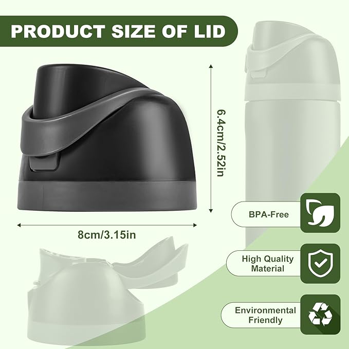 Replacement Cap for Owala Freesip Bottle, Replacement Accessories for Owala Free Sip, One Button Water Bottle Top Lid Compatible with Owala Cup 16oz 24oz 32oz 40oz, BPA-Free, No Water Leakage, Black