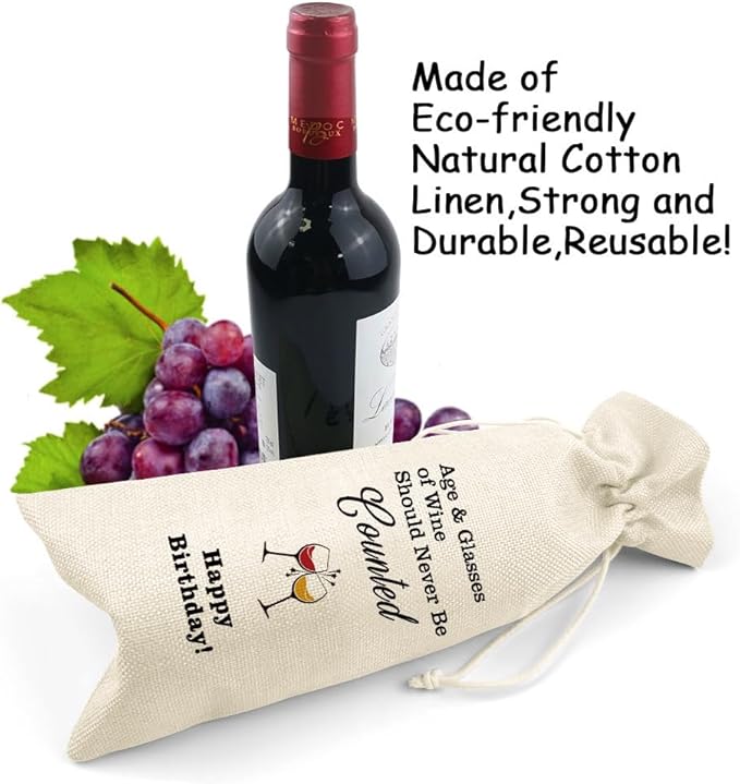 LANBAIHE Wine Bags for Wine Bottles Gifts, Wine Gifts Birthday Gift for Women Men,Wine Bag Birthday Gifts for Decorations Party Supplies - Happy Birthday