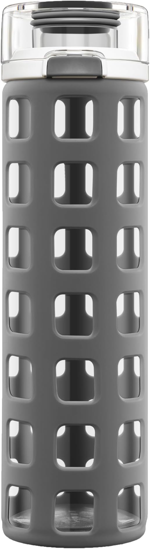 Ello Syndicate Glass Water Bottle with One-Touch Flip Lid and Protective Silicone Sleeve and Carry Loop, BPA Free, Dishwasher Safe,20oz