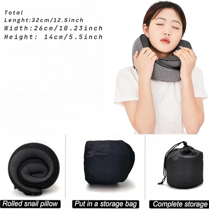 Memory Foam Neck Pillow for Travel, Adjustable Velcro Strap, Durable and Easy to Clean.Reduces Pressure Points and Promotes Better Alignment, Helping Prevent Neck Pain (Navy-Blue).