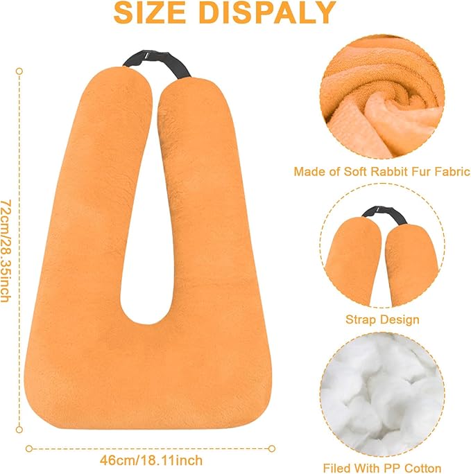 Travel Pillow, Travel Pillow for Kids, Sleeper Hold Pillow Travel, Removable U-Shaped Pillow for Adults and Children to Support Head and Body in The Back Seat of Long Car Trips (Orange)