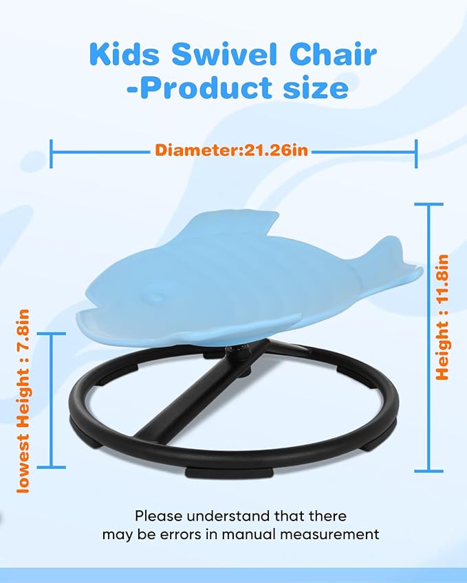 Spinning Chair for Autistic Kids, 3+ Autism Kids Sensory Swivel Chair, Light Blue Kids Swivel Chair, Coordinate The Balanced Development of The Left and Right Brain and Exercise Muscle Endurance