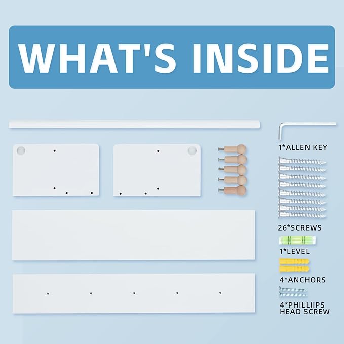 Nursery Floating Shelves for Kids Room, Set of 3 Wall Book Shelves for Kitchen Living Room, Book Shelf Wall Mounted for Baby Kids Bedoom Bathroom (White, 24inch Set 2)