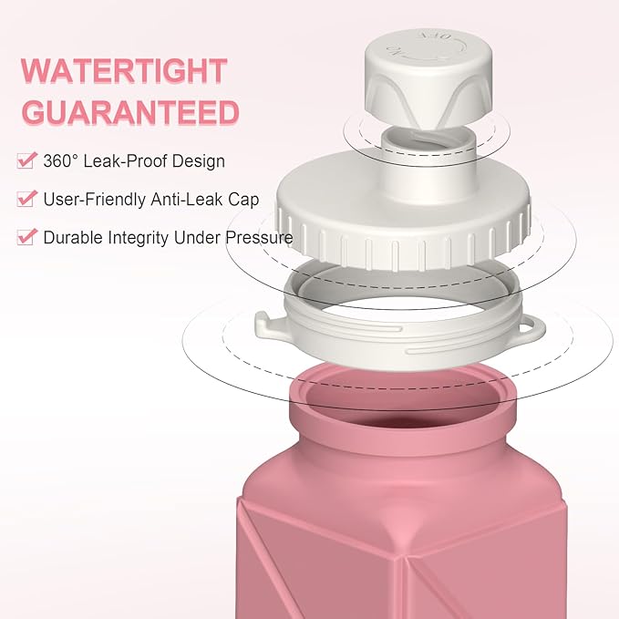 Collapsible Water Bottles, Silicone Foldable Portable Water Bottle 610ml, Lightweight Reusable Leakproof for Travel Camping Hiking Cycling Yoga Sports Outdoor
