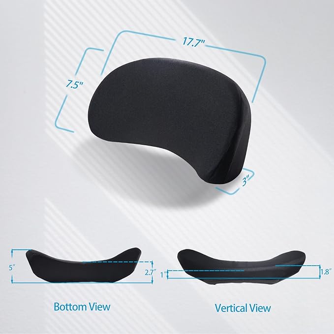 Lumbar Support Pillow for Car - Memory Foam for Lower Back Pain Relief by Reducing Pressure - Ergonomic Design for Office Chair, Car Driver, Recliner - Black