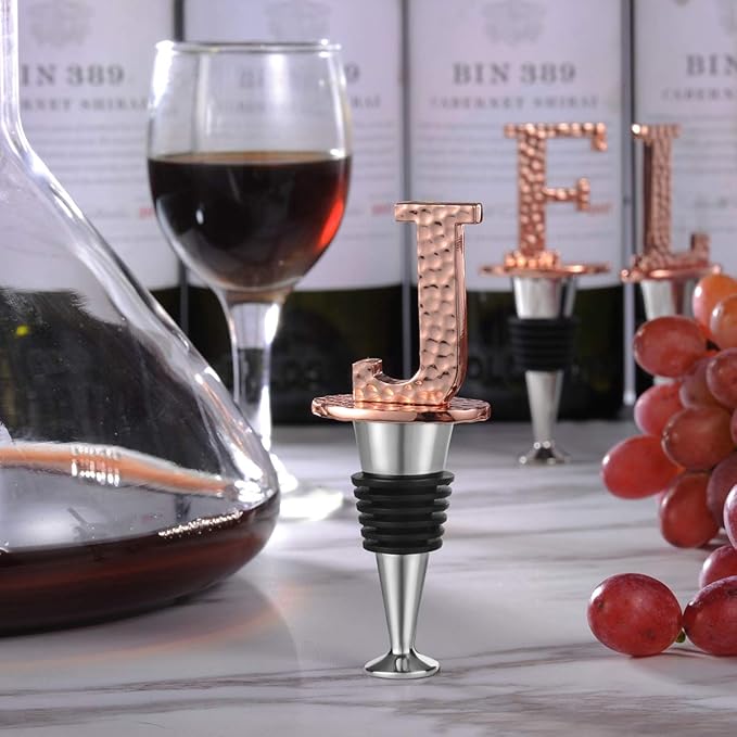 Miicol Wine Stopper, Prosecco Stopper, Wine Bottle Stopper, Personalised Champagne Stopper, Rose Gold Wine Accessories, Wine Lovers Gift, Monogram Gift, Letter J