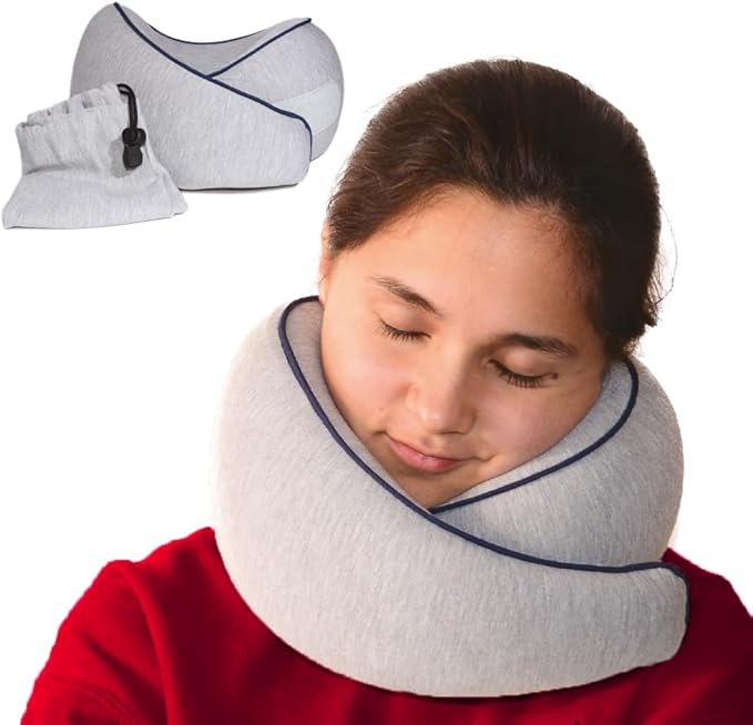 Memory Foam Travel Pillow | Provides Real Support to Head, Neck, and Chin | Best Firm Airplane Pillow for Long Flights