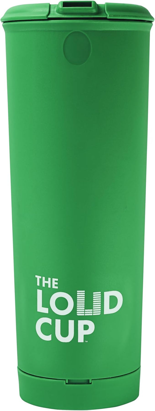 The LoudCup 20 oz Tumbler + Integrated Stadium Horn (Budgie Green) - Reusable Water Bottle for Sports Fans - Worlds Loudest Cup for Noisy Fans on Game Day & Tailgating