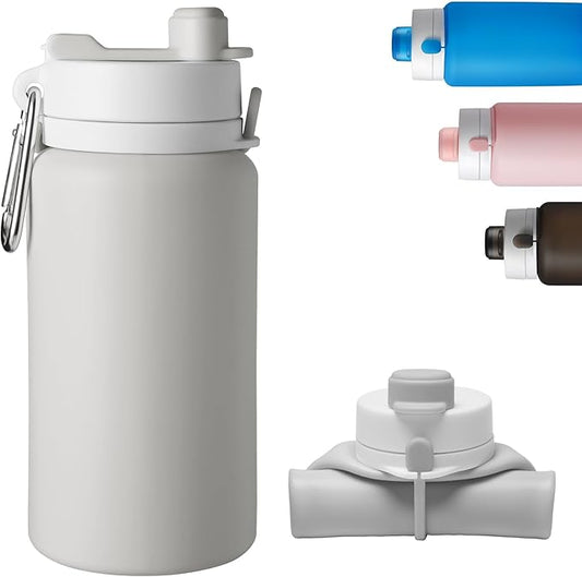 Opard Collapsible Water Bottles 19 Oz - BPA Free, Leak Proof, Foldable Silicone Collapse Bottle, Easy to Compact and Expandable, Travel Essentials Accessories