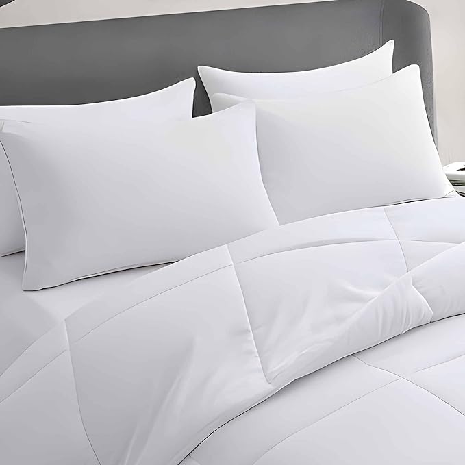 Thin Flat Soft Bed Pillows King Size Set of 2 Pack for Sleeping 20"x36", Hypoallergenic Skin Friendly Microfiber Filling Machine Washable