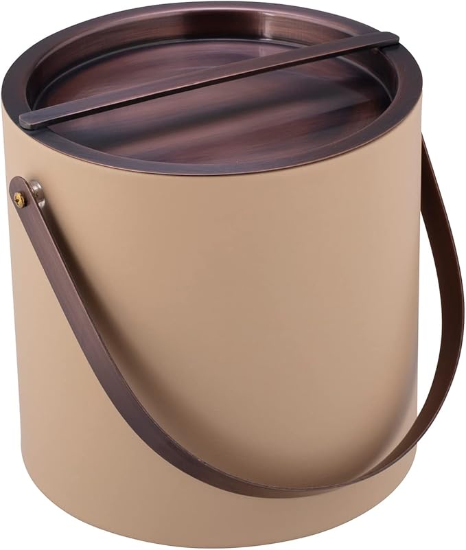 Kraftware 3 Quart Oil Rubbed Bronze Arch Handle & Bridge Cover: Beige Barcelona Ice Bucket