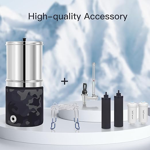 Water Filter Stainless Steel Stand, with Rubberized Non-Skid Feet, Replacement for Berkey® Water Filter System, King Tank Gravity-fed Water Filter System